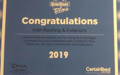 Irish Roofing and Exteriors Ranked #1 in Michigan for the Most Registered Warranties